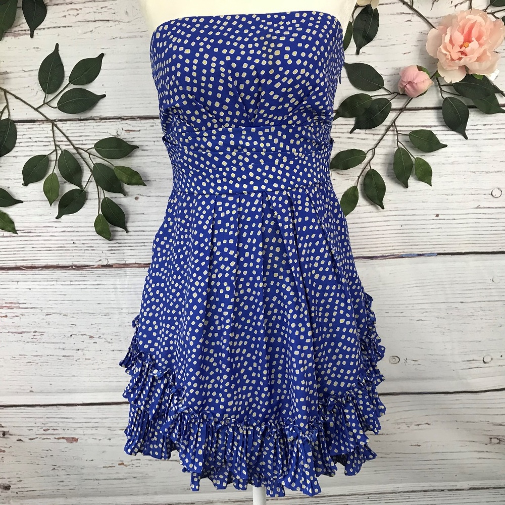 BCBG Generation Ruffle Hem Polka Dot Mini Dress